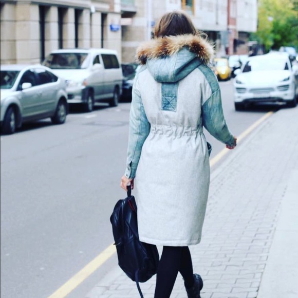 Denim and wool women puffer jacket -S size- snow jacket - Picture 3 of 12